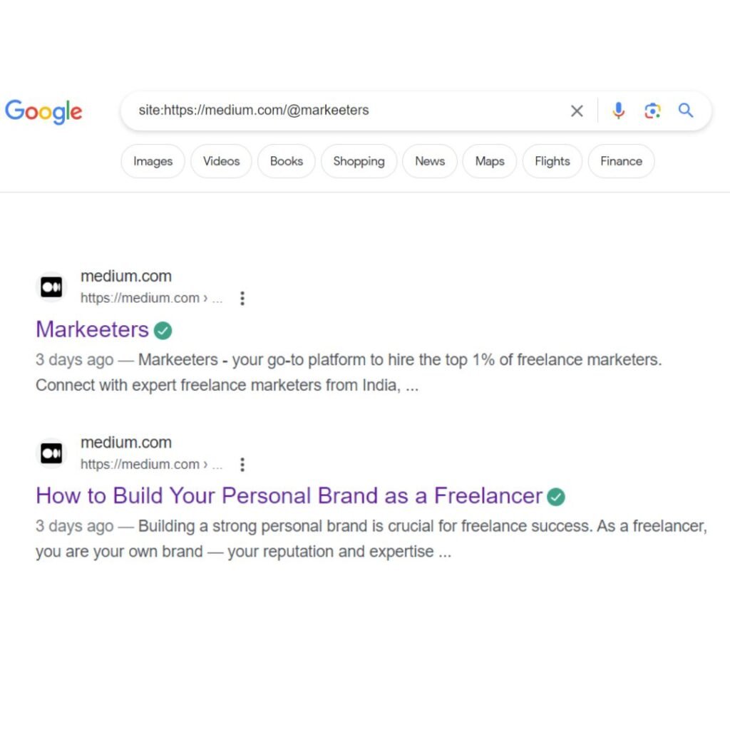 Example of Medium Content Indexed on Google's SERP